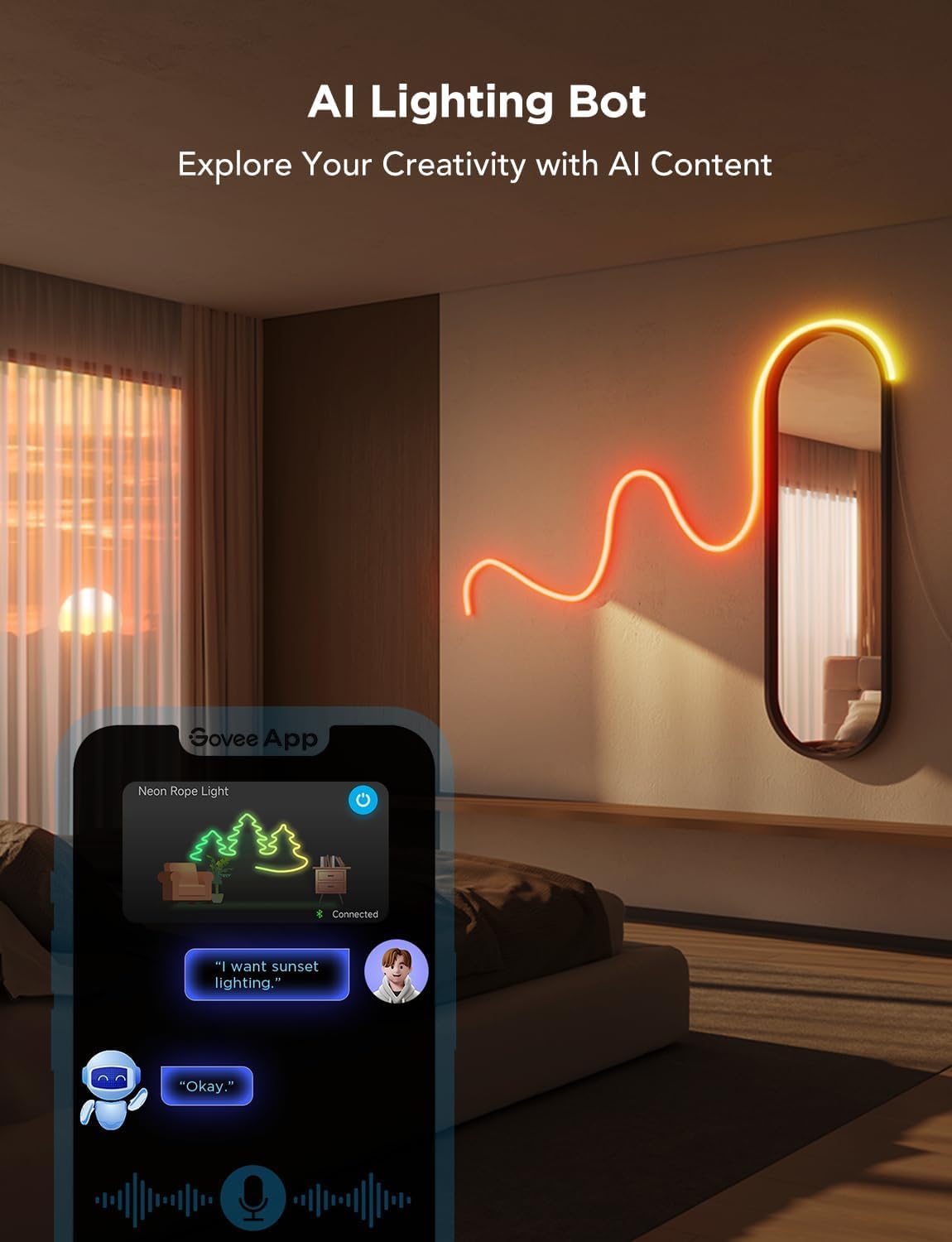 Govee RGBIC Neon Lights, LED Smart Neon Rope Light 2 Works with Matter, Alexa, Google Assistant, Custom DIY Neon Strip Lights for Bedroom and Holiday