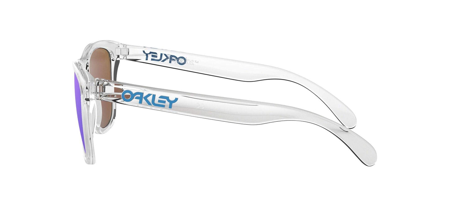 Oakley Unisex OO9013 Frogskins Square Sunglasses, Crystal Clear/Prizm Sapphire, 55 mm