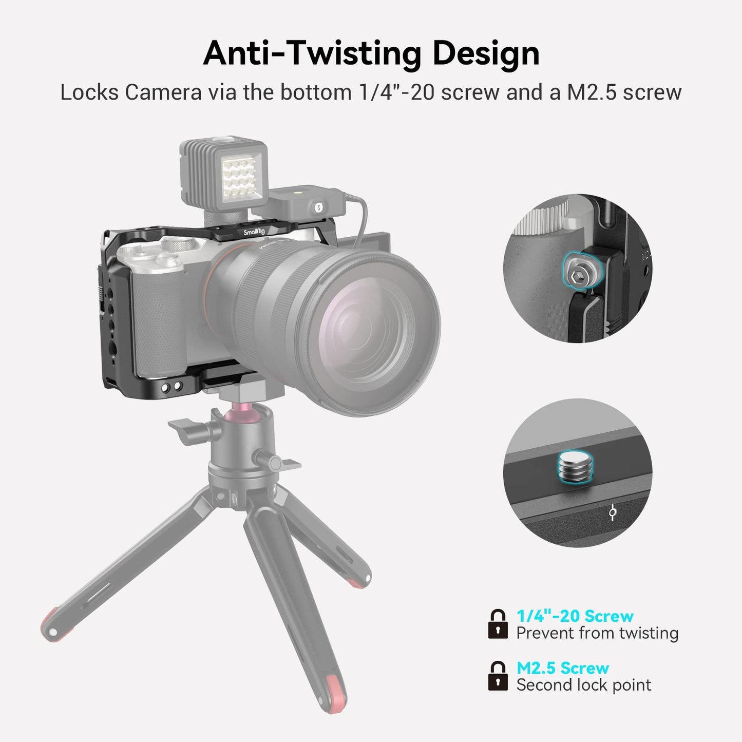 SmallRig A7C Aluminum Alloy Full Cage Camera for Sony A7C, Integrated Cold Shoe, with Quick Release Plate for Arca-Swiss and Locating Holes for ARRI