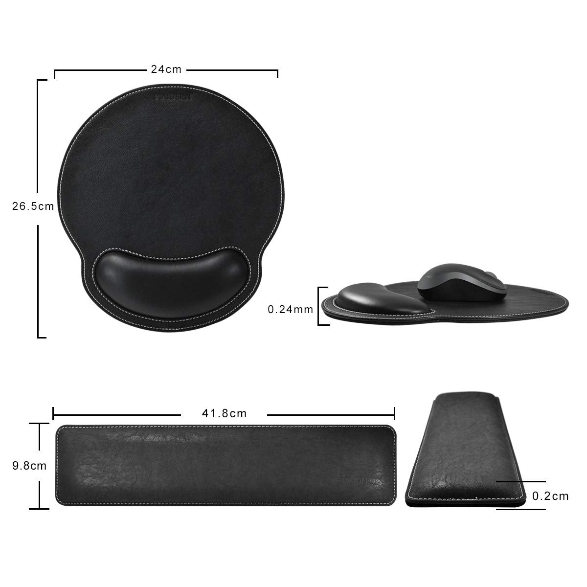 MAIDERN Keyboard Wrist Rest and Mouse Wrist Rest Pad PU Leather, Memory Foam Set for Computer/Laptop/Mac, Durable & Comfortable & Lightweight for Easy