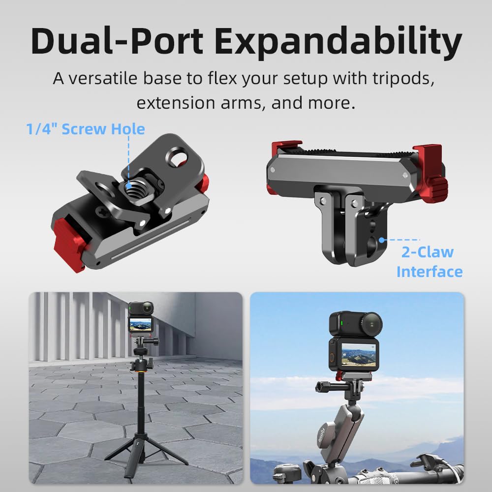 Action 6 Adapter Mount, Aluminum Alloy Quick Release Magnetic for DJI Osmo Nano, Foldable Magnetic Expansion Latch Mount for Go Pro & 1/4" Screw