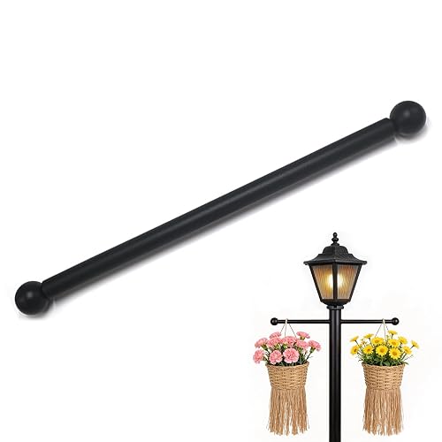 Lamp Post Cross Arm with Removable Knobs - 16 Inch Heavy Duty Steel Cross Bar & Ladder Rest, Replacement Arm for Outdoor Light Posts(LPLA-01)