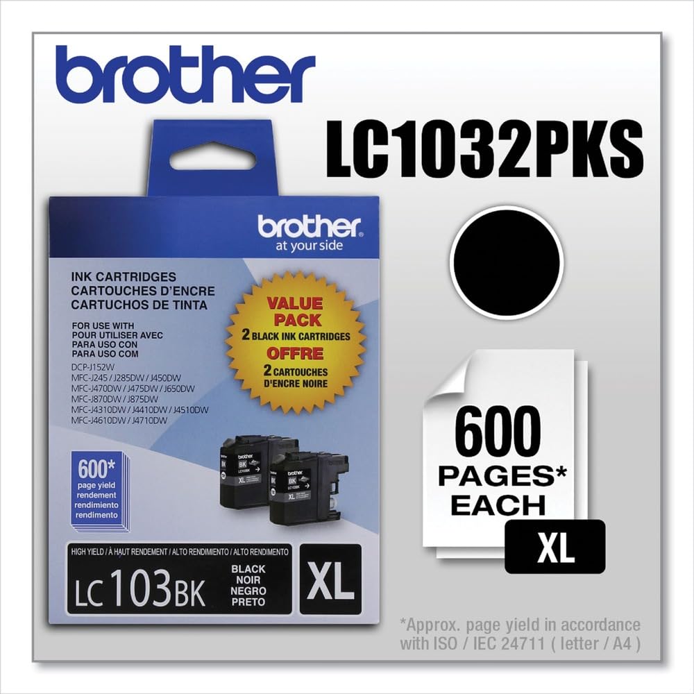 Brother LC1032PKS LC1032PKS Innobella 600 Page-Yield High-Yield Ink - Black (2/Pack)