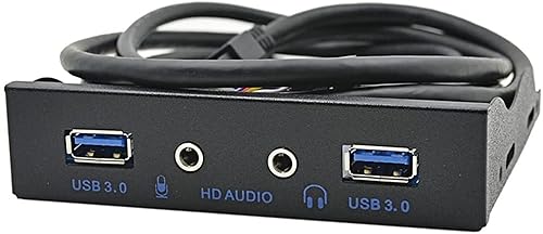 C-Zone 3.5" Floppy Bay High Speed 5 Gbps 20Pin 2 Port USB 3.0 Hub HD Audio 3.5mm Earphone Jack Mic Interface PC Front Panel Adapter