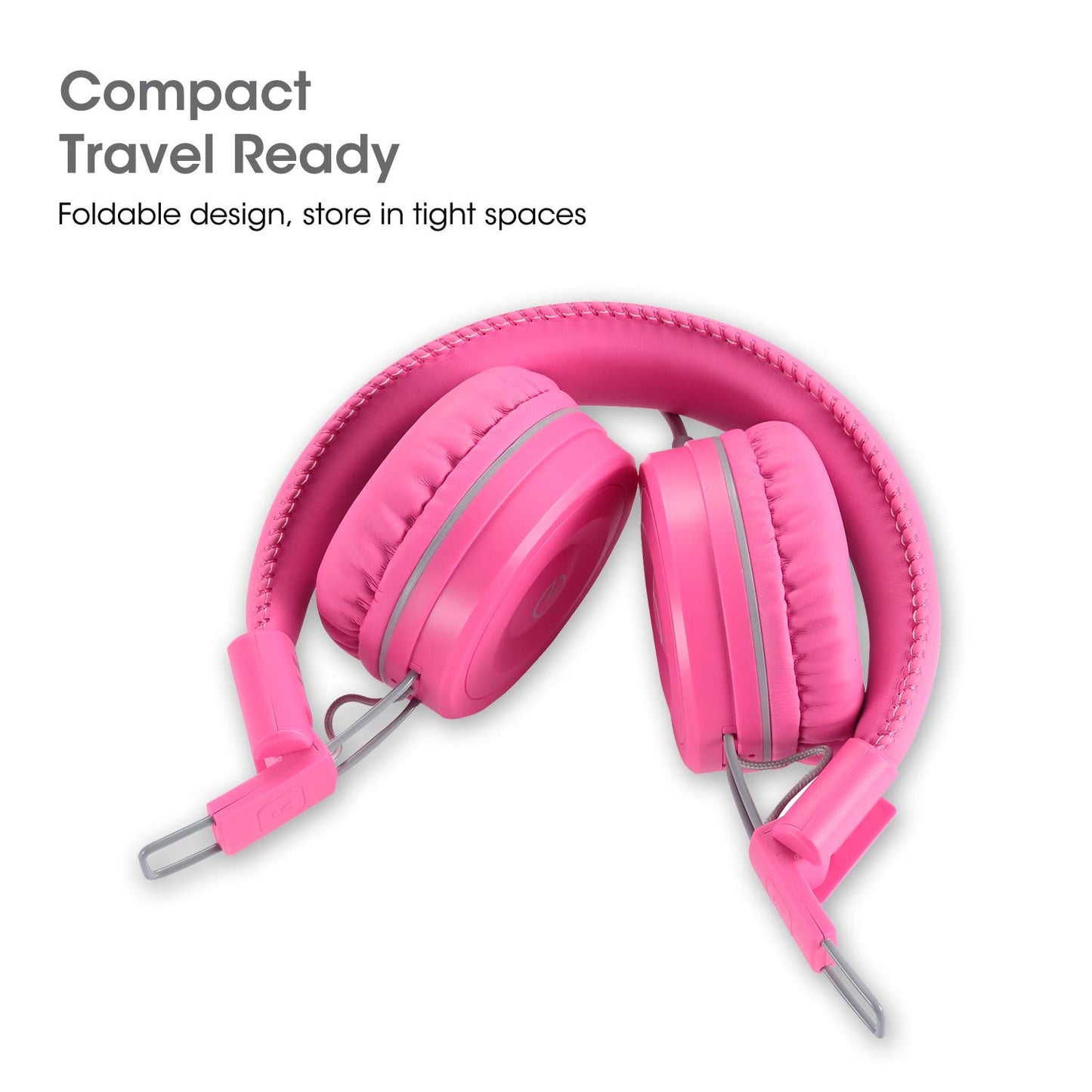 noot products Kids Headphones K22 Foldable Stereo Tangle-Free 5ft Long Cord 3.5mm Jack Plugin Wired On-Ear Headset for iPad/Amazon Kindle