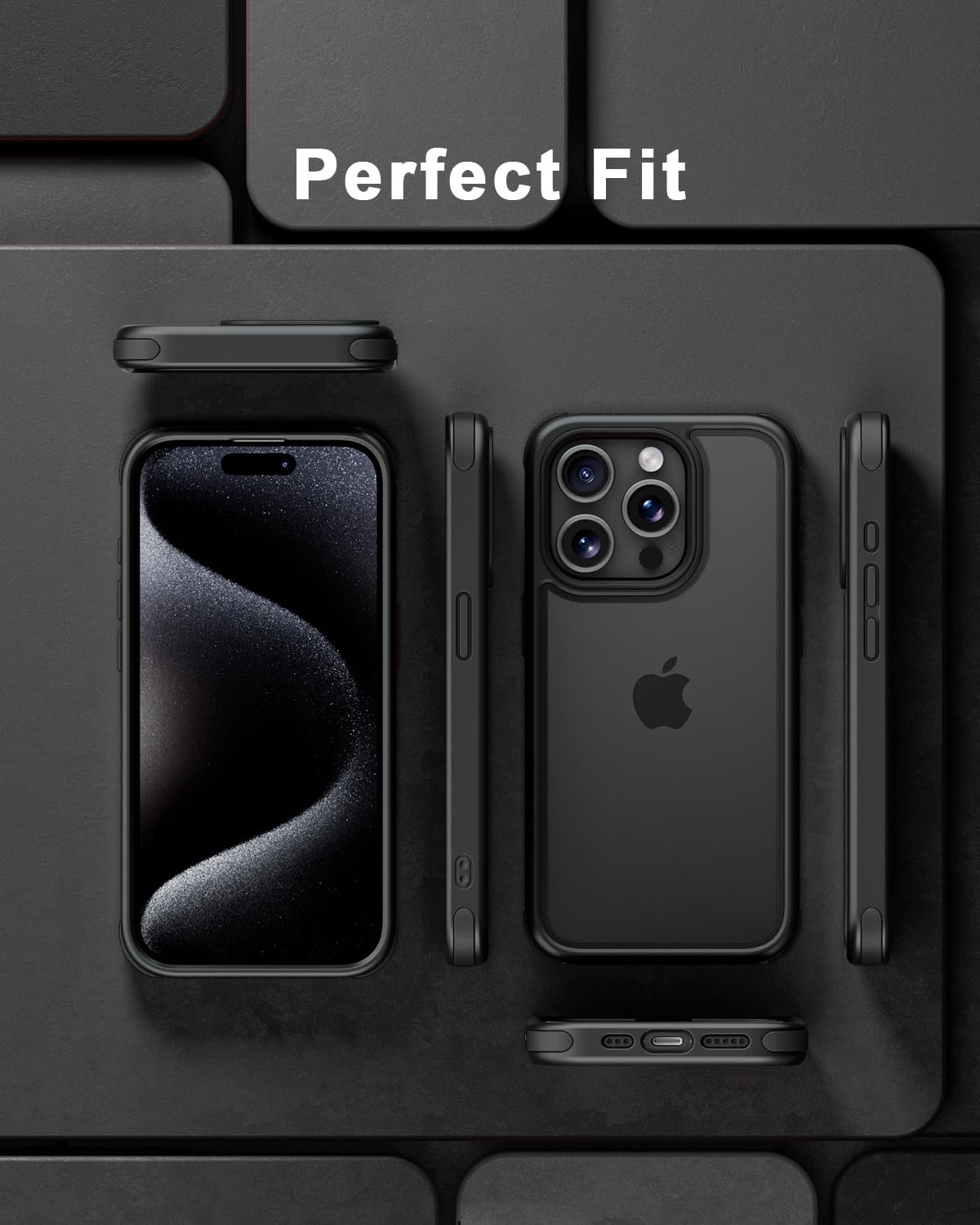Mobnano Compatible with iPhone 15 Pro Max Case, with Multicolor Protective Shockproof Bumpers, Crystal Clear Back Not Yellowing Anti-Scratch Hard PC
