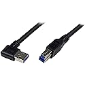 StarTech.com 1m Black SuperSpeed USB 3.0 Cable - Right Angle A to B - 3 ft USB 3 Cable - Right Angle USB 3.0 A (M) to USB 3.0 B (M) (USB3SAB1MRA)