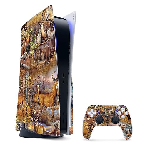 MightySkins Gaming Skin for PS5 / PlayStation 5 Bundle - Deer Pattern | Protective Viny wrap | Easy to Apply and Change Style | Made in The USA