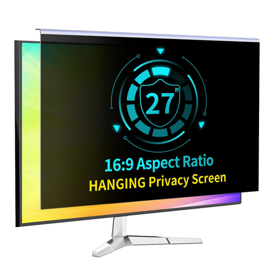 DEJIMAX 27 Inch Computer Privacy Screen for 16:9 Computer Monitor, Anti-Blue Light Monitor Privacy Screen Filter, Anti-UV Computer Shield, Hanging