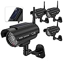 WALI Dummy Fake Camera, Solar Powered Fake Security Camera with LED Light, Simulated Surveillance Security CCTV Dome Cameras with Antenna and Warning