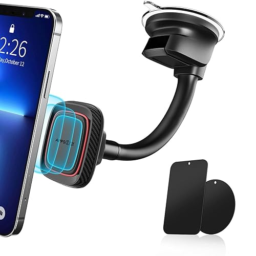 APPS2Car Magnetic Car Phone Holder Mount [6 Strong Magnets], Cell Phone Holder Car [Suction Cup], Phone Car Holder Mount [Windshield Dashboard] fit