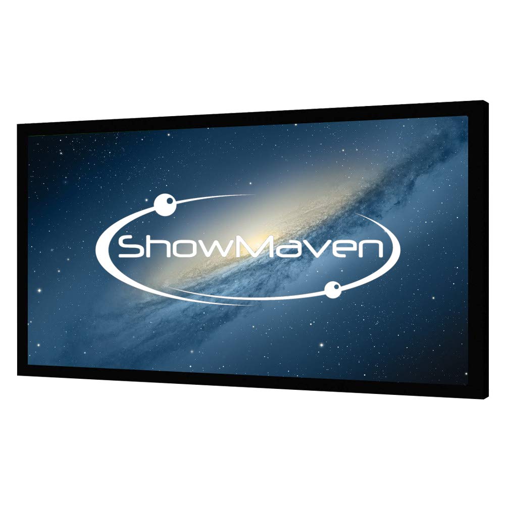 ShowMaven 100in /120in Fixed Frame Projector Screen, Diagonal 16:9, Active 3D 4K Ultra HD Projector Screen for Home Theater or Office (16:9, 120")