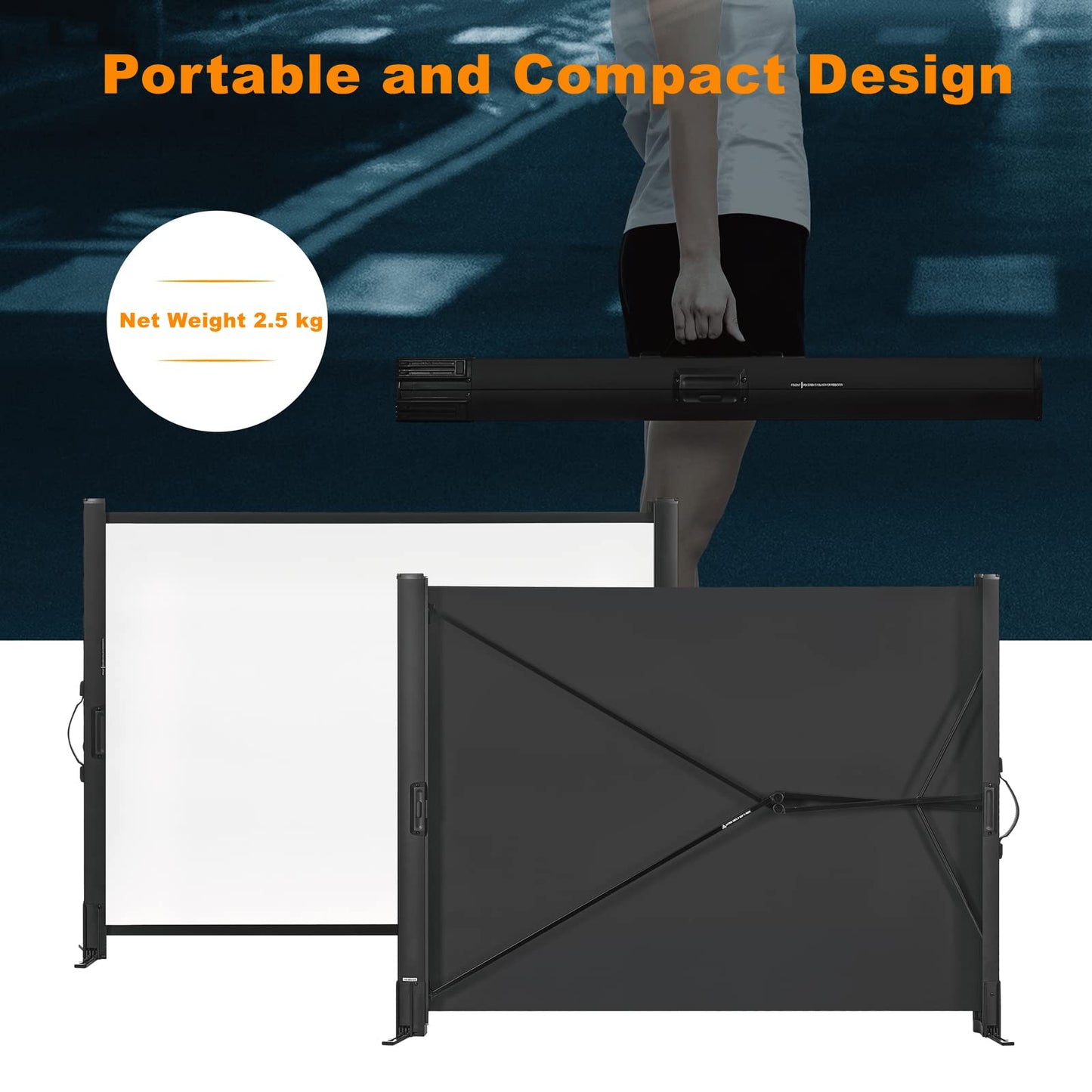Portable Projector Screen with Stand, 50 Inch 4:3, Outdoor Projector Screen, Lightweight and Retractable, 1.2 High Gain Wrinkle-Free Video Projection