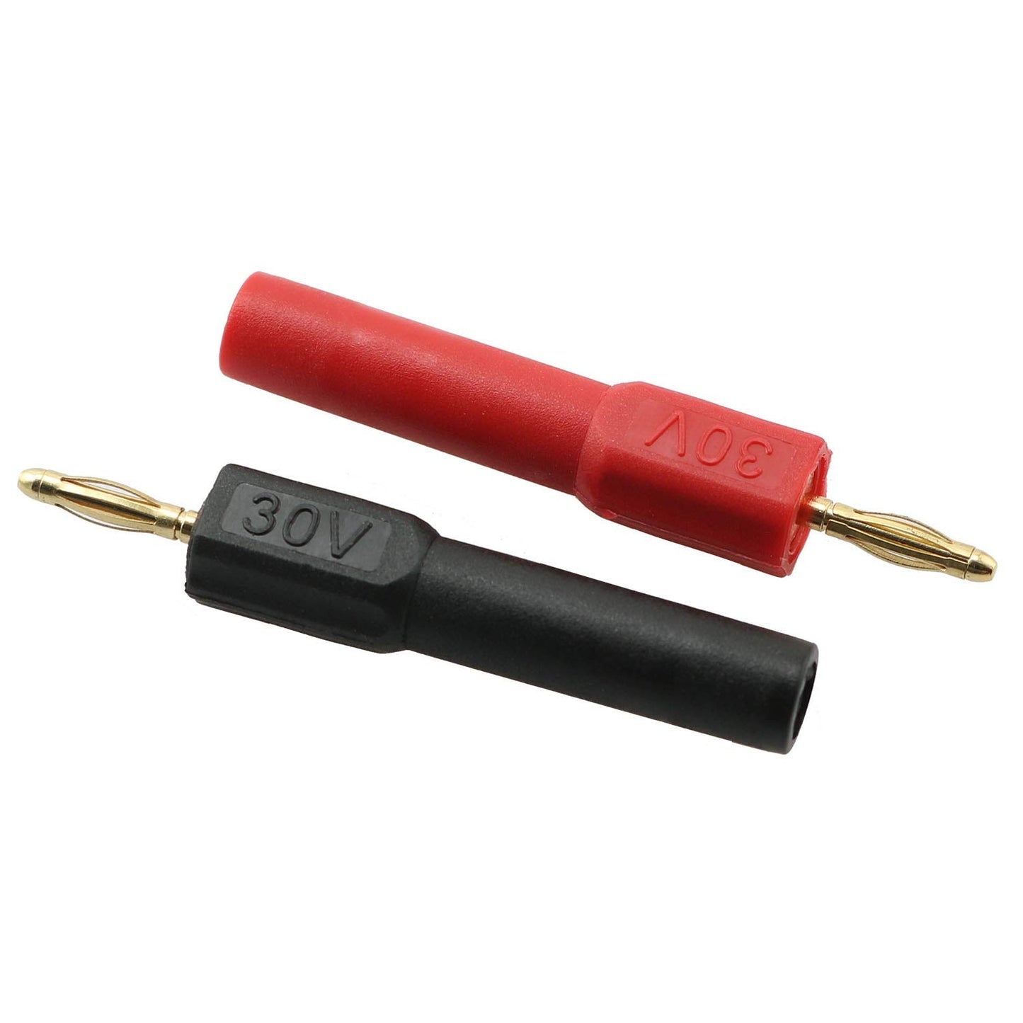 heyous 2pcs Gold Plated 2mm Mini Male Banana Plug to 4mm Female Jack Connector Adapter (Color: 1red1black)