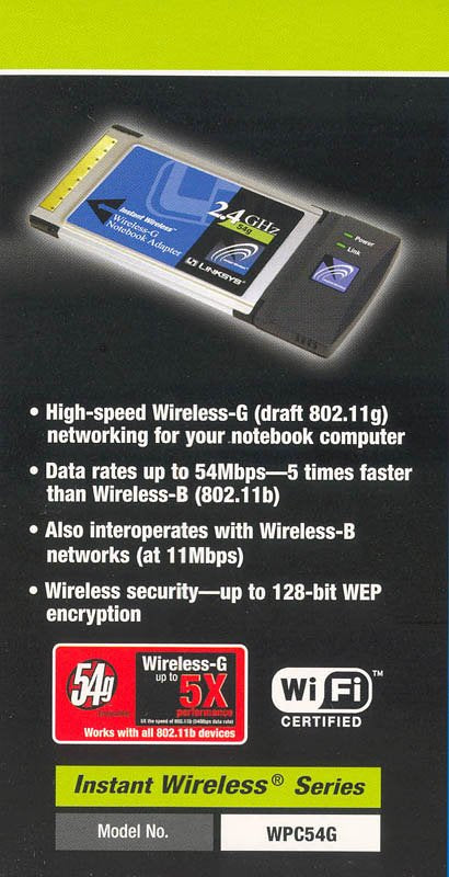 Cisco-Linksys WPC54G Wireless-G Notebook Adapter