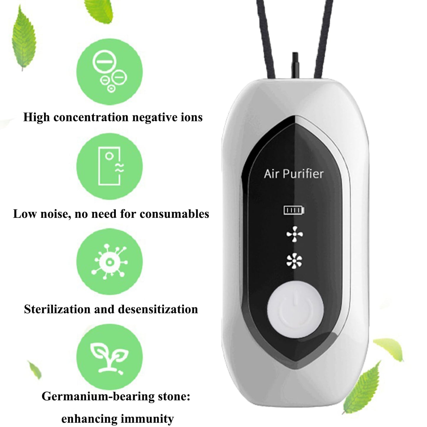 HAIEGACR S25 Plus Rechargeable Personal Air Purifier, Portable Air Negative Ion Generator, Proven Performance, 1200 Million Ions