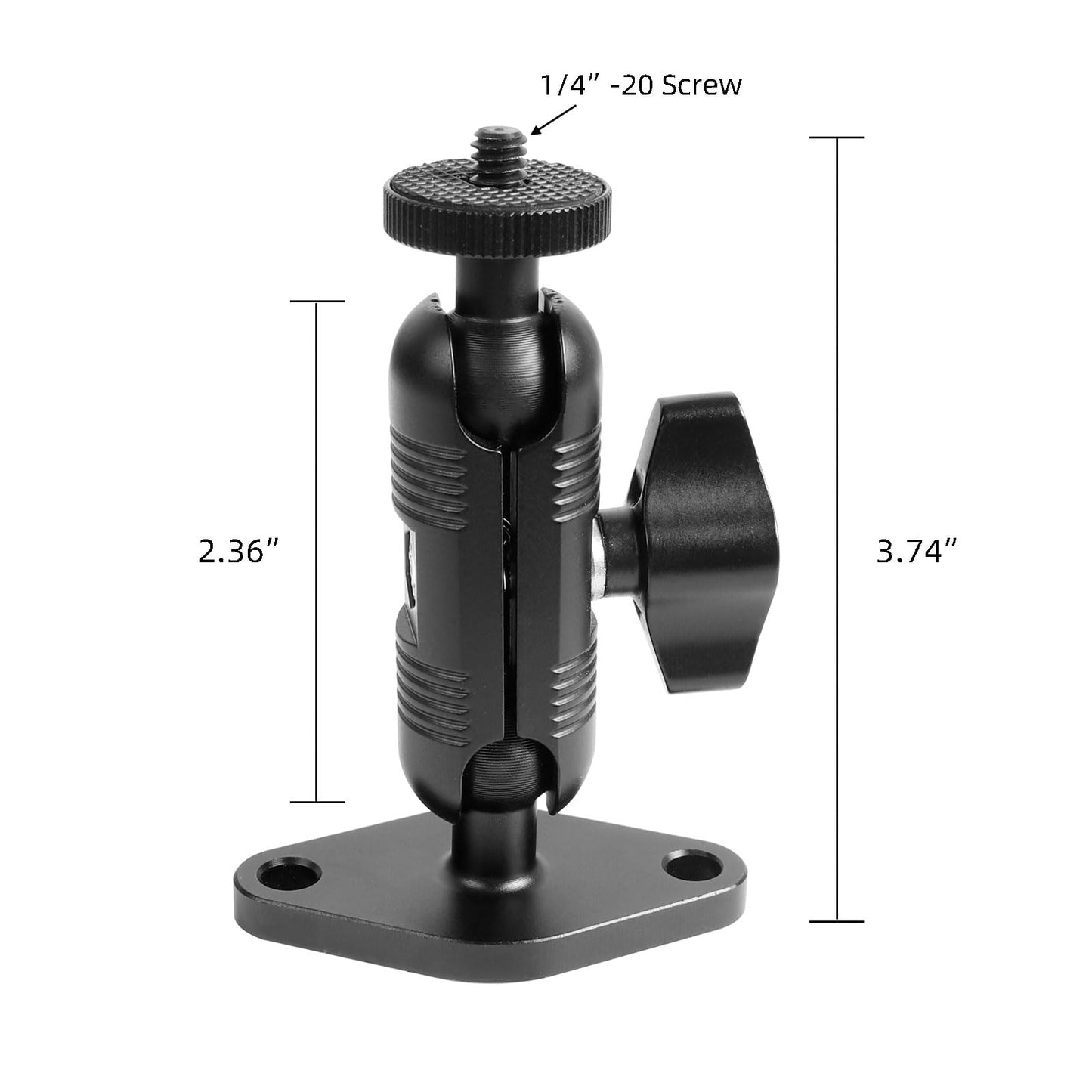 xik Metal 1/4"-20 Mount with Drill Plate Base for Monitors, Action Camera?CCTV Cameras, Camcorders, 360° Rotation Adjustable Camera Mount