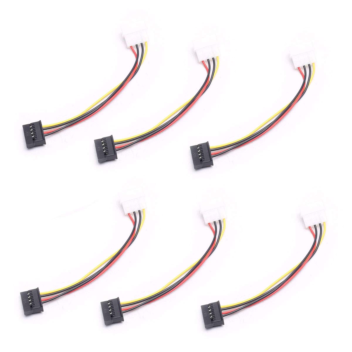 DEVMO 6X New IDE/Molex 4-Pin Male to Serial ATA SATA 15-Pin Female Power Adapter Cable
