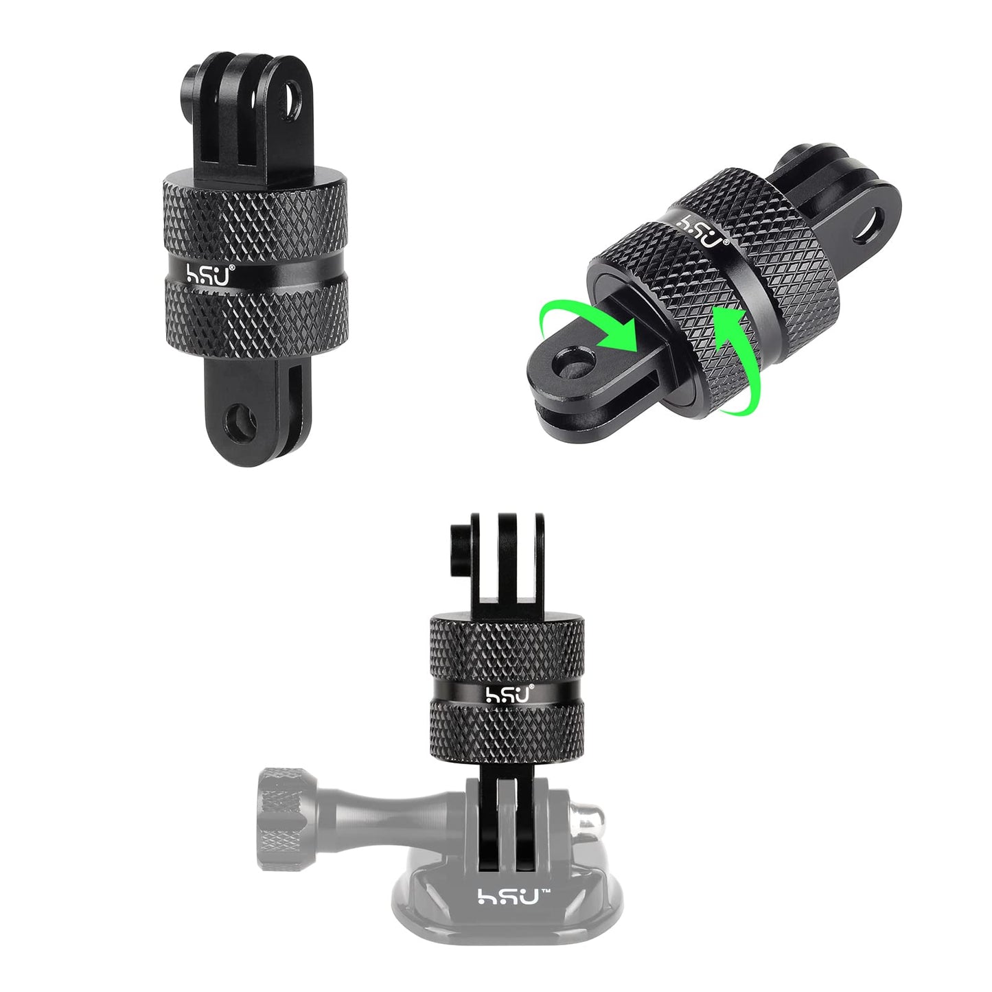 HSU All Aluminum Alloy Basic Adapter Grab Bag for GoPro, Including 1/4 inch 20 Tripod Mount, Rotation Camera Mount, Adjust Arm, Thumbscrew