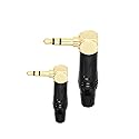 Replacement TRS Male Plug 3 Pole Right Angle 3.5mm Solder Type DIY Audio Cable Connector YOUCHENG for Repair Headphones Headset Black(2-Pack)