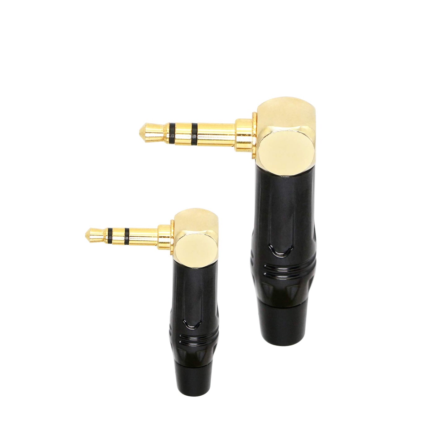 Replacement TRS Male Plug 3 Pole Right Angle 3.5mm Solder Type DIY Audio Cable Connector YOUCHENG for Repair Headphones Headset Black(2-Pack)