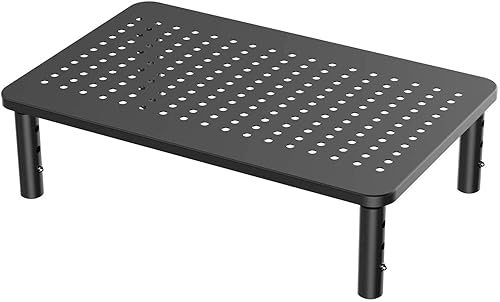 Impact Mounts Laptop PC Monitor Stand with Sturdy, Stable Black Metal Construction. Fashionable Riser Height Adjustable with Non-Skid Rubber. Perfect