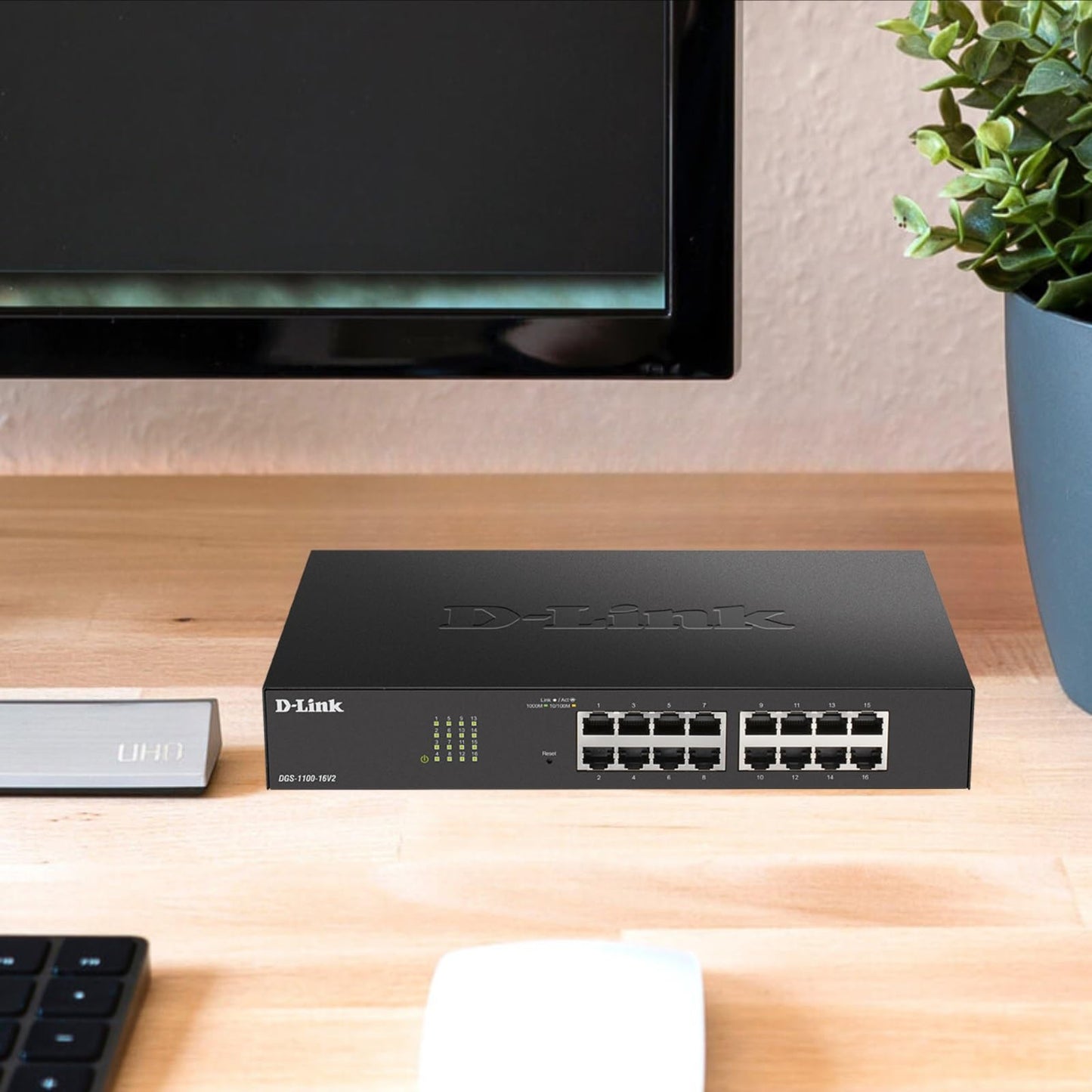 D-Link Ethernet Switch, 16 Port Easy Smart Managed Gigabit Network Internet Desktop (DGS-1100-16V2)