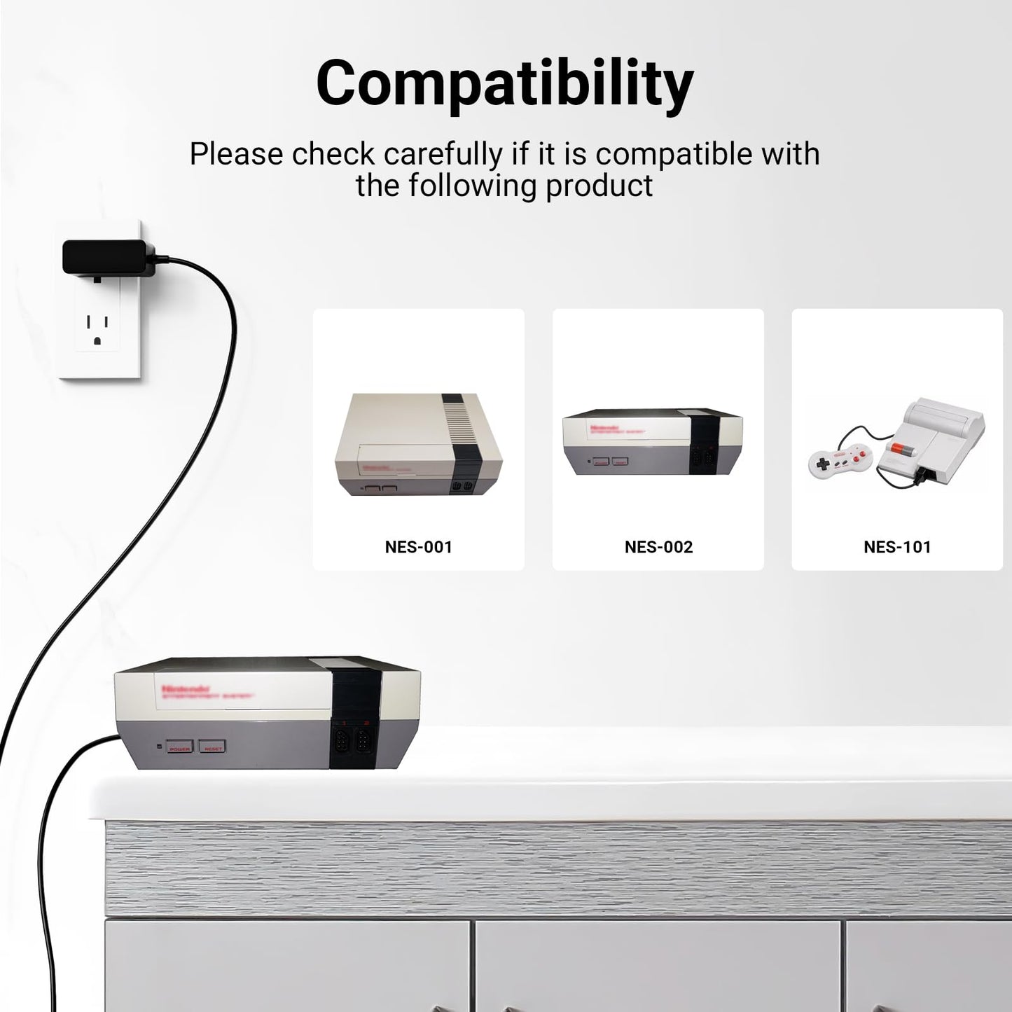 9V Power Supply Compatible with Nintendo NES Game Console MW41-0900800A 7-38012-24010-6 NES-001 NES-002 NES-101 AC Adapter Charger Power Cord - 5.9Ft