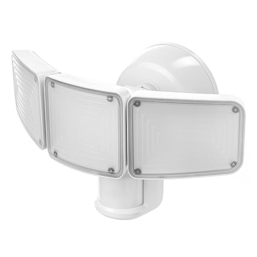 Home Zone Security 3500 Lumen LED Motion Sensor Light - Outdoor Weather Resistant Triple Head 5000K Security Light with Dusk to Dawn Mode and Easy
