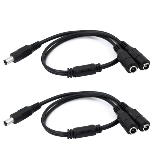 GINTOOYUN DC Y Splitter Cable 1 Male to 2 Female,5.5mm x 2.1mm DC Power Extension Adapter Cable,for CCTV Surveillance Cameras,Surveillance