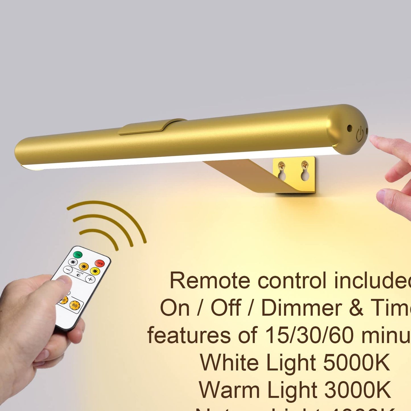 Arixinks Wireless Picture Light for Art Painting with Remote Control, Rechargeable Battery Picture Light Dartboard Light, Full Metal 300lm Brightness