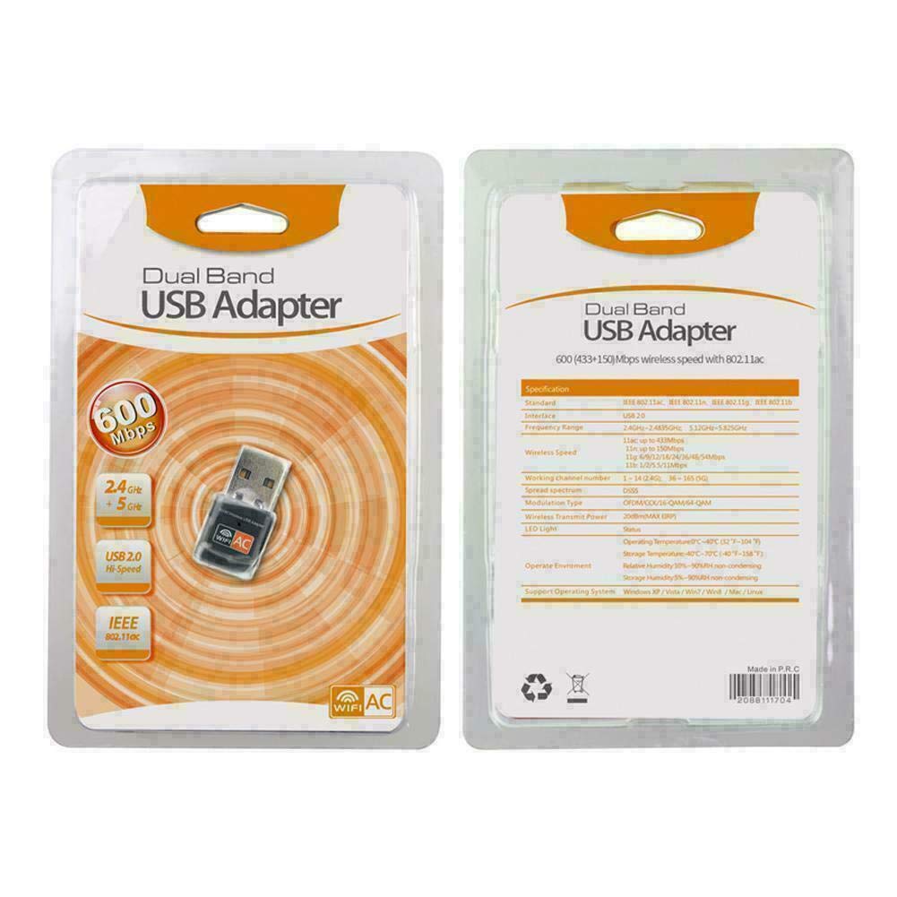 USB WiFi Adapter, AC600 Mbps Dual Band 2.4/5Ghz Wireless USB Mini WiFi New Network Adapter 802.11 Mini Wireless for Laptop/Desktop/PC, Support Desktop