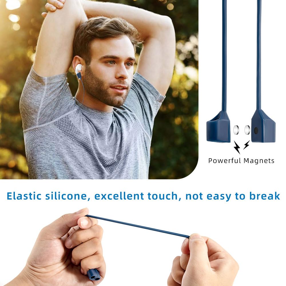 Magnetic Anti-Lost Straps for AirPods,4 Pack Ultra Strong Magnetic AirPod Strap Anti-Lost Neck Rope Cord,Soft Silicone Sports Lanyard Compatible