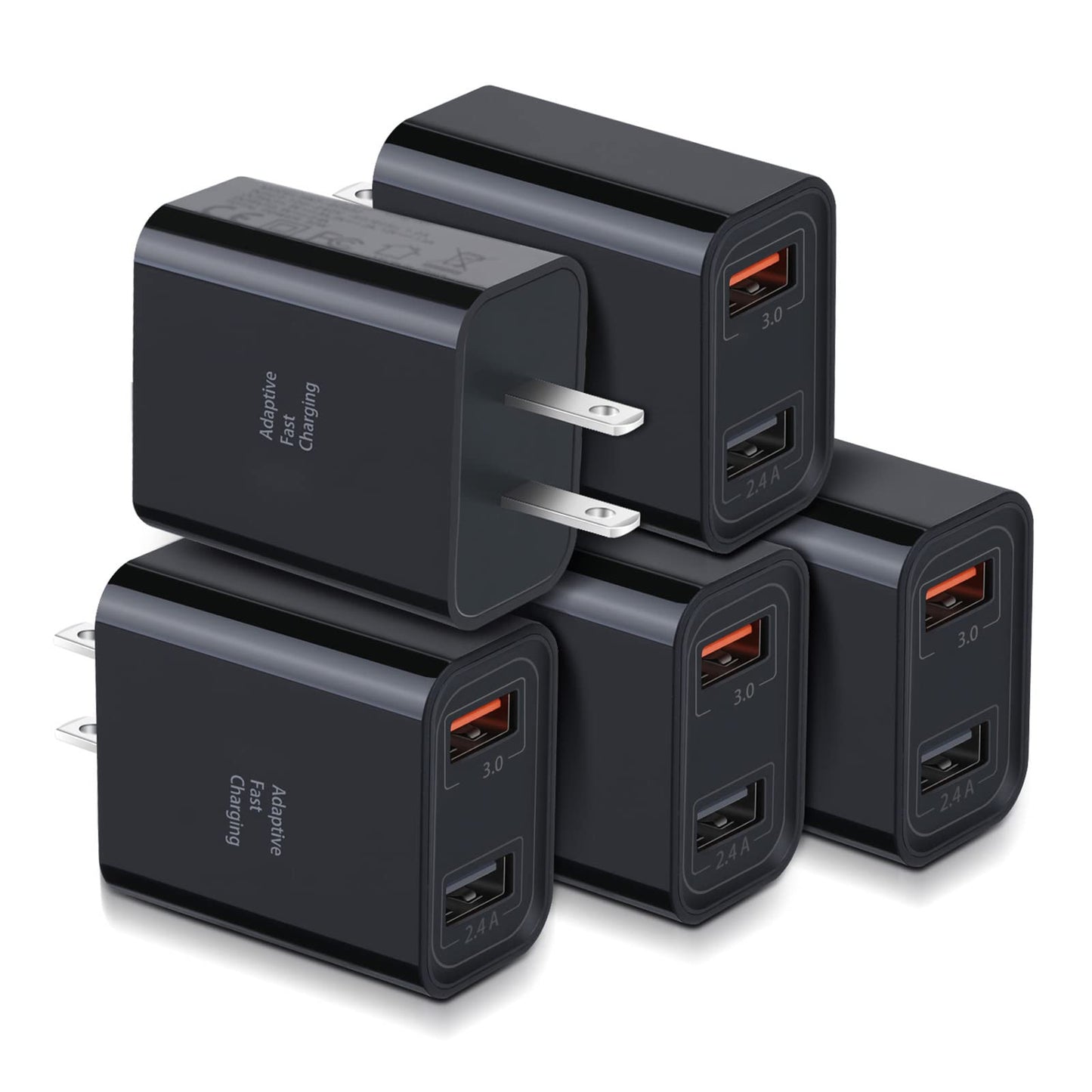 Quick Fast Charge 3.0 USB Wall Charger, Costyle 5 Pack 30W Dual USB Power Adapter (Fast Charge 3.0&5V 2.4A) Adaptive Fast Charging Block Compatible