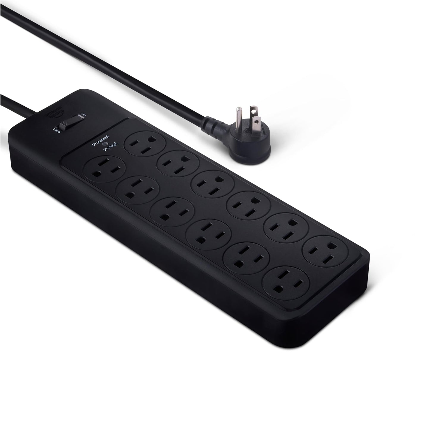 Amazon Basics 12-Outlet Surge Protector Power Strip, 4000 Joules, 8ft Extension Cord, Rectangle, for Home, Office, Gaming Room, Black