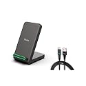 TRON Wireless Fast Charging Stand, 15W Induction Charger with LED Light, 6FT Cable - Compatible Android S24/S23/S22/S21/S20, Note 20/10, iPhone