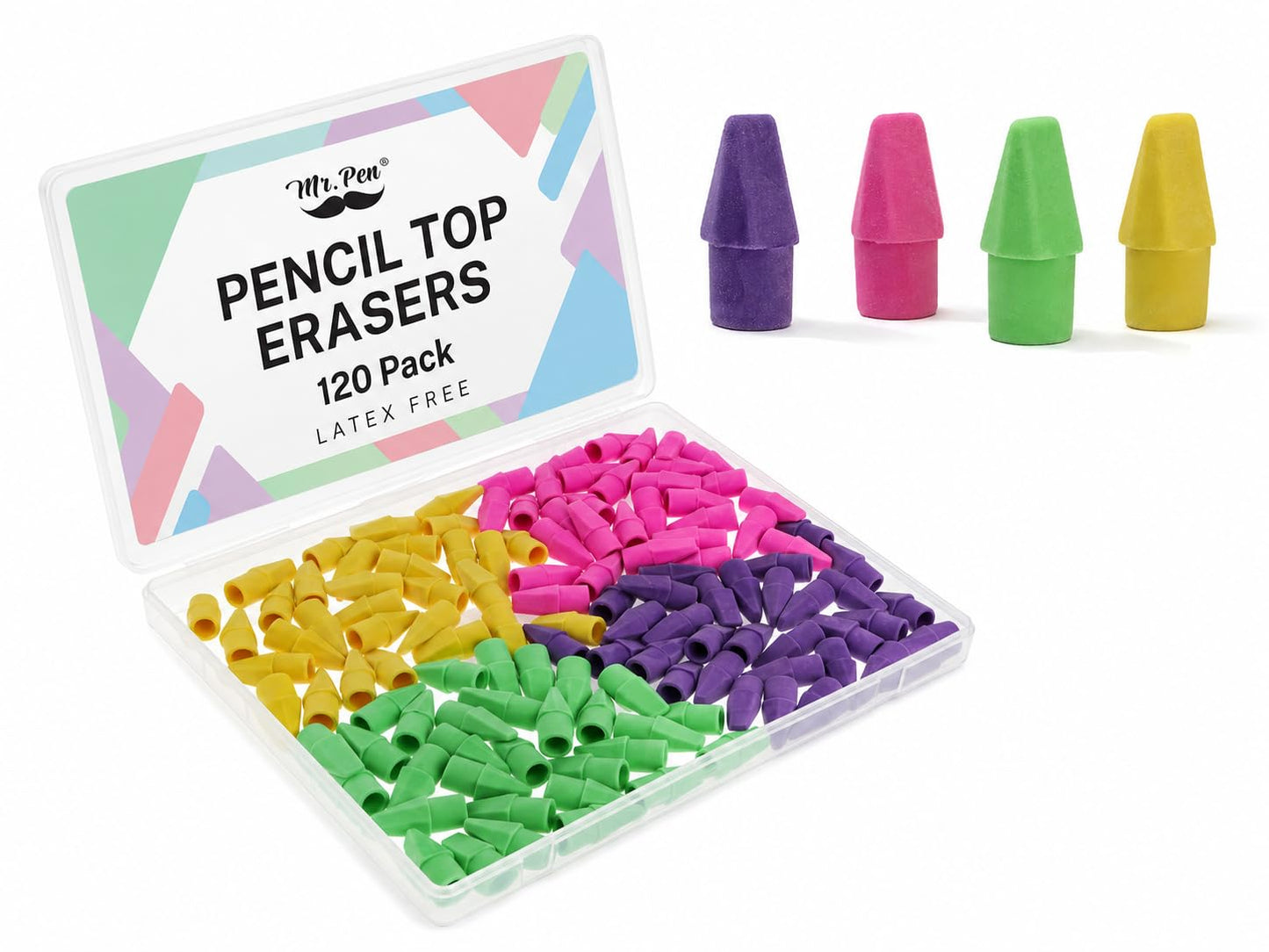 Mr. Pen Erasers for Pencils, 120 Pack, Pencil Top Erasers, Eraser Caps