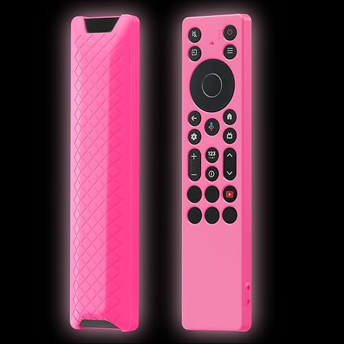 JCMOYUTY Silicone Case for TCL RC813A FMB1 / RC923A FMB1 Remote, Protective Cover for TCL 2025 QM6K QM7K TV Remote, Glow Hot Pink Sleeve