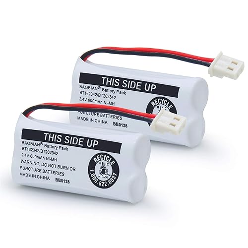 BAOBIAN BT162342 BT262342 Battery Compatible with for BT183342 BT283342 BT166342 BT266342 VTech CS6114 CS6419 CS6719 at&T EL52300 CL80111 Cordless
