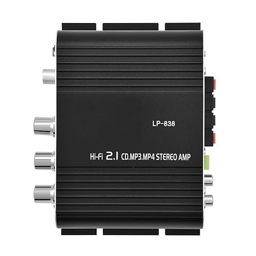 Yoidesu Mini HiFi Audio Power Amplifier, 15W x 2 RMS, 2.1CH, Low Distortion, Aluminum Alloy, 3.5mm Input, Supports Mobile Phones, DVD Players