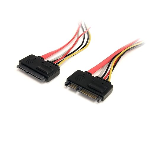 StarTech.com 12in 22 Pin SATA Power and Data Extension Cable - 1ft SATA Data Power Extension - 12 inch SATA Extension (SATA22PEXT), Red