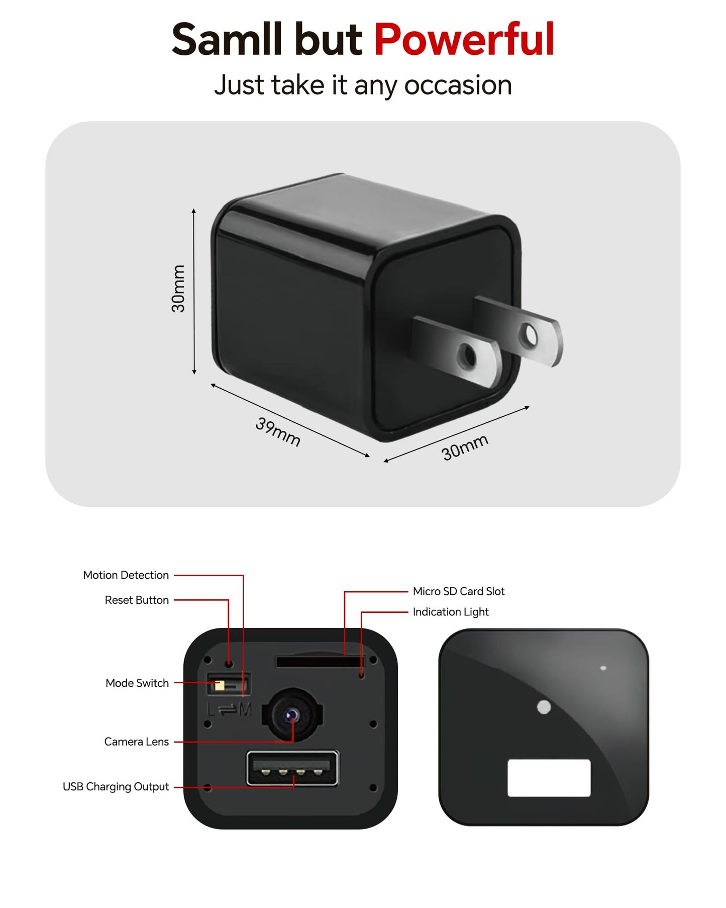 yvn 64GB Camera Charger,HD 1080P,Camera with Motion Detection,No Need for WiFi