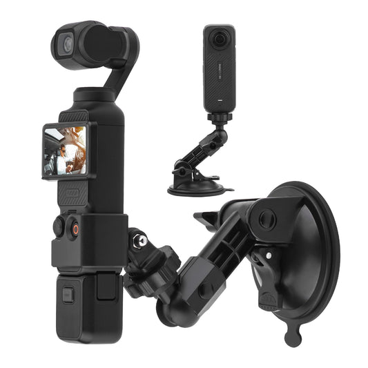 BRDRC Pocket 3 Suction Cup Mount, For Xtra Muse Car Windshield Window Dash Holder Kit with Expansion Adapter for Insta360 X4 X5 Go 3S for GoPro Max