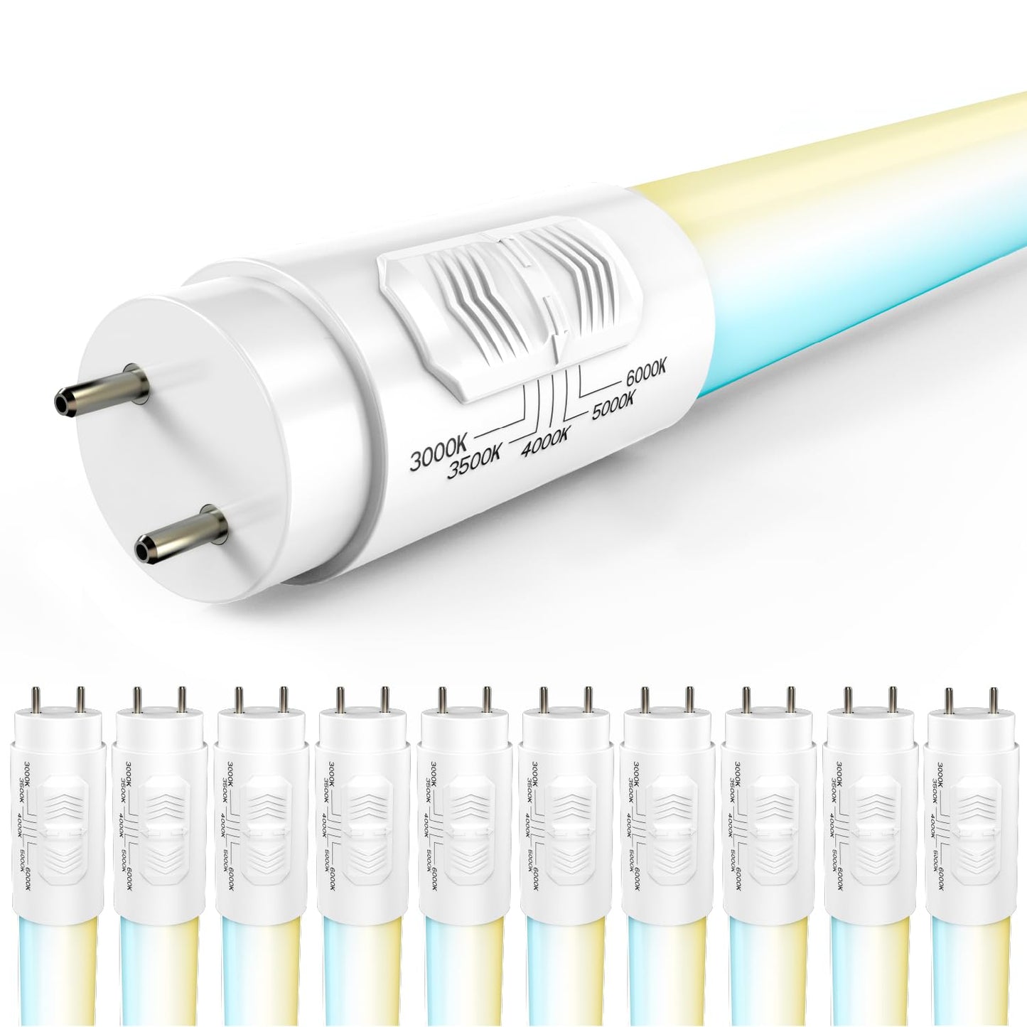 Sunco 10 Pack 4 Foot T8 LED Tube Light Bulbs, 5CCT, 18W Ballast Bypass