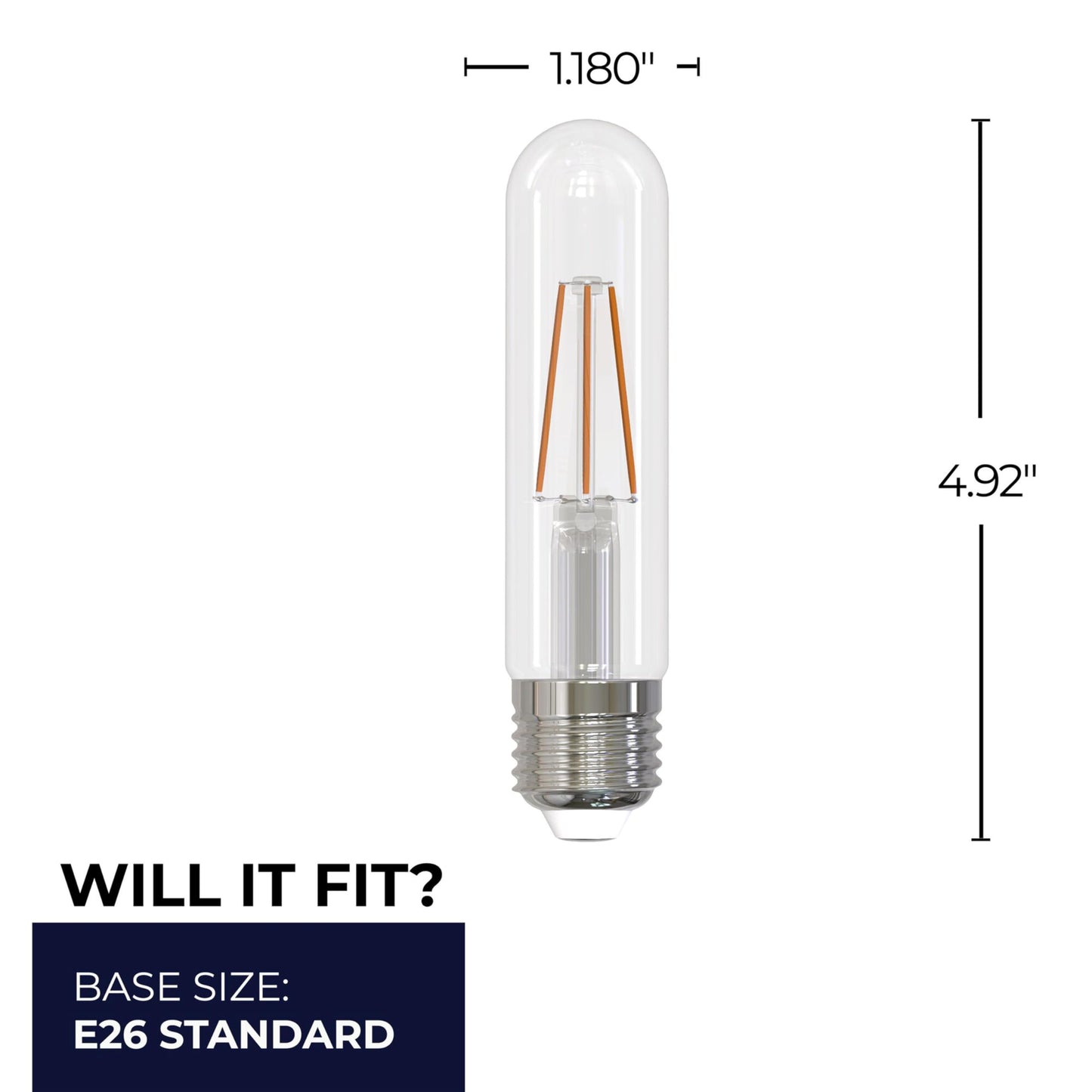 Bulbrite LED Filament T9 Bulb, 3000K, Dimmable, 5W, E26 Base, 400 Lumens, 120V, CRI 90, Soft White Light, Chandelier with Medium Base (4 Pack)