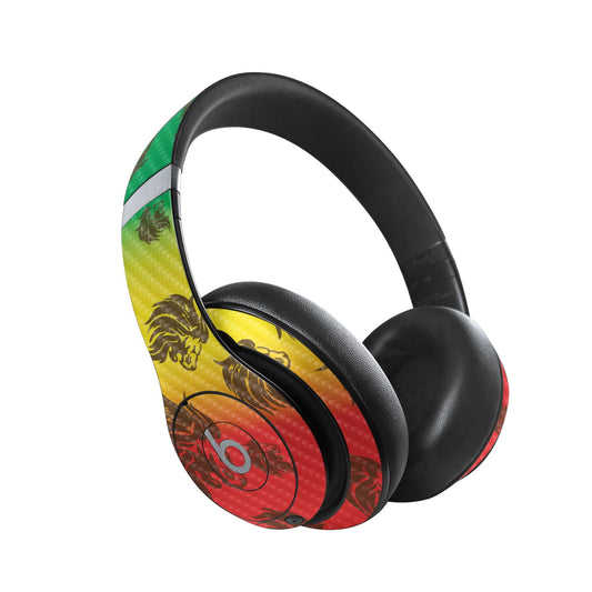 MightySkins Carbon Fiber Skin Compatible with Beats Studio Pro - Rasta Lion | Protective, Durable Textured Carbon Fiber Finish | Easy to Apply
