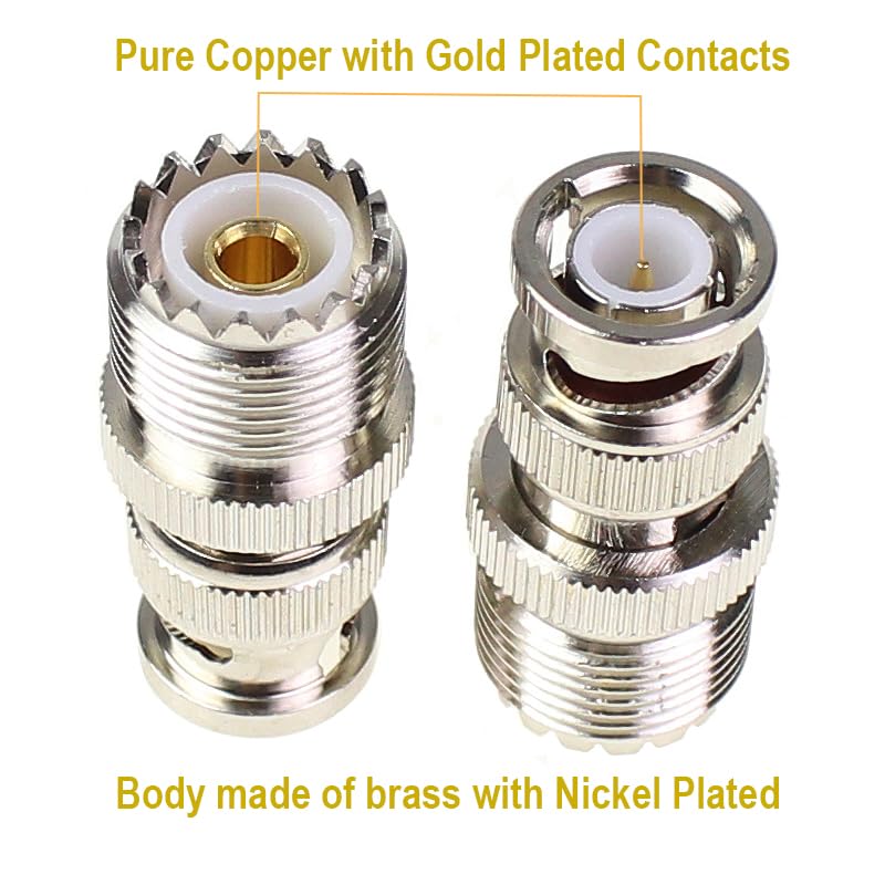 exgoofit BNC Male to UHF Female SO-239 SO239 Adapter 4pcs RF coaxial Coax Connector
