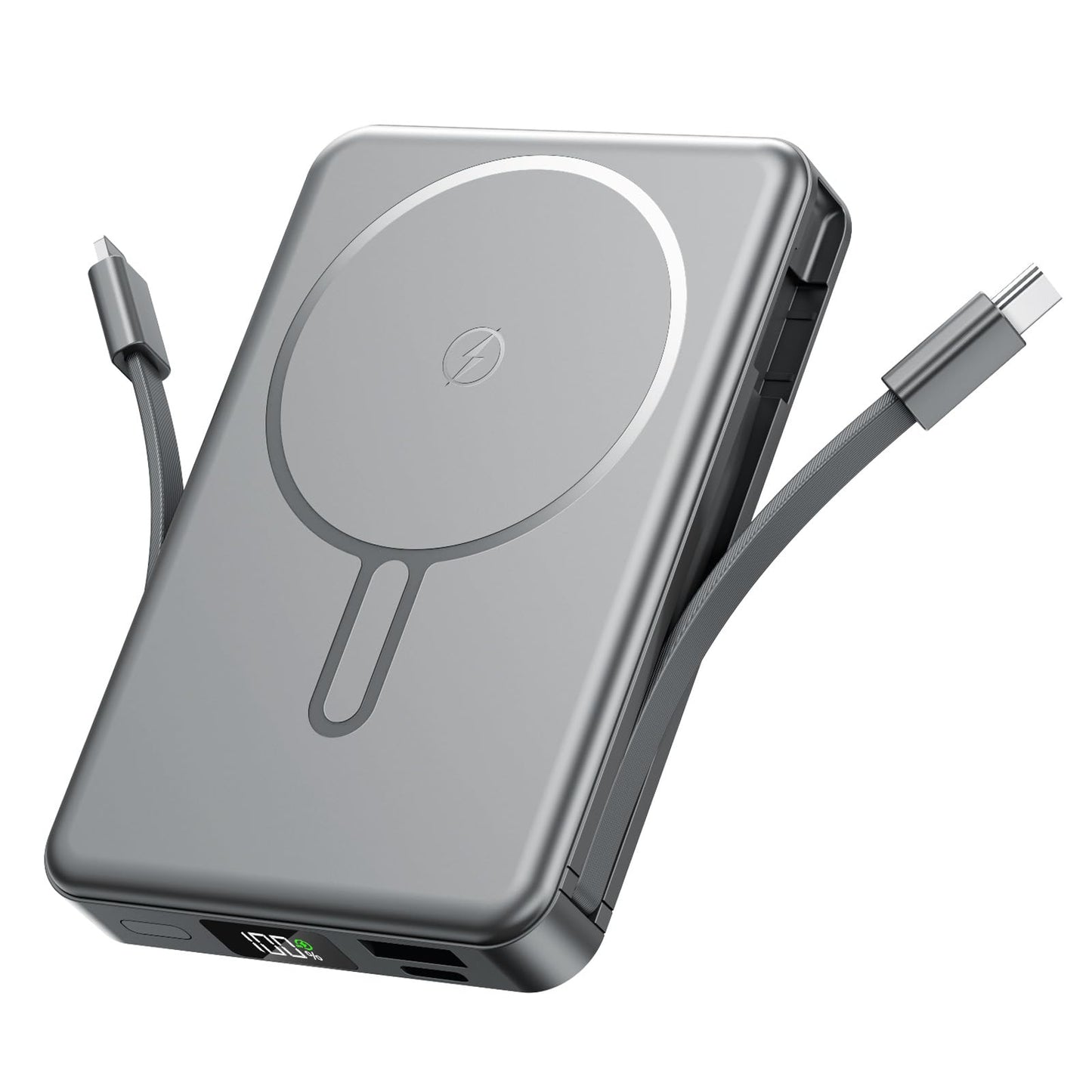 Magnetic Portable Charger, Power Bank Fast Charging 22.5W 10000mAh, Portable Charger with Built in Cable, for Magsafe Battery Pack Compatible