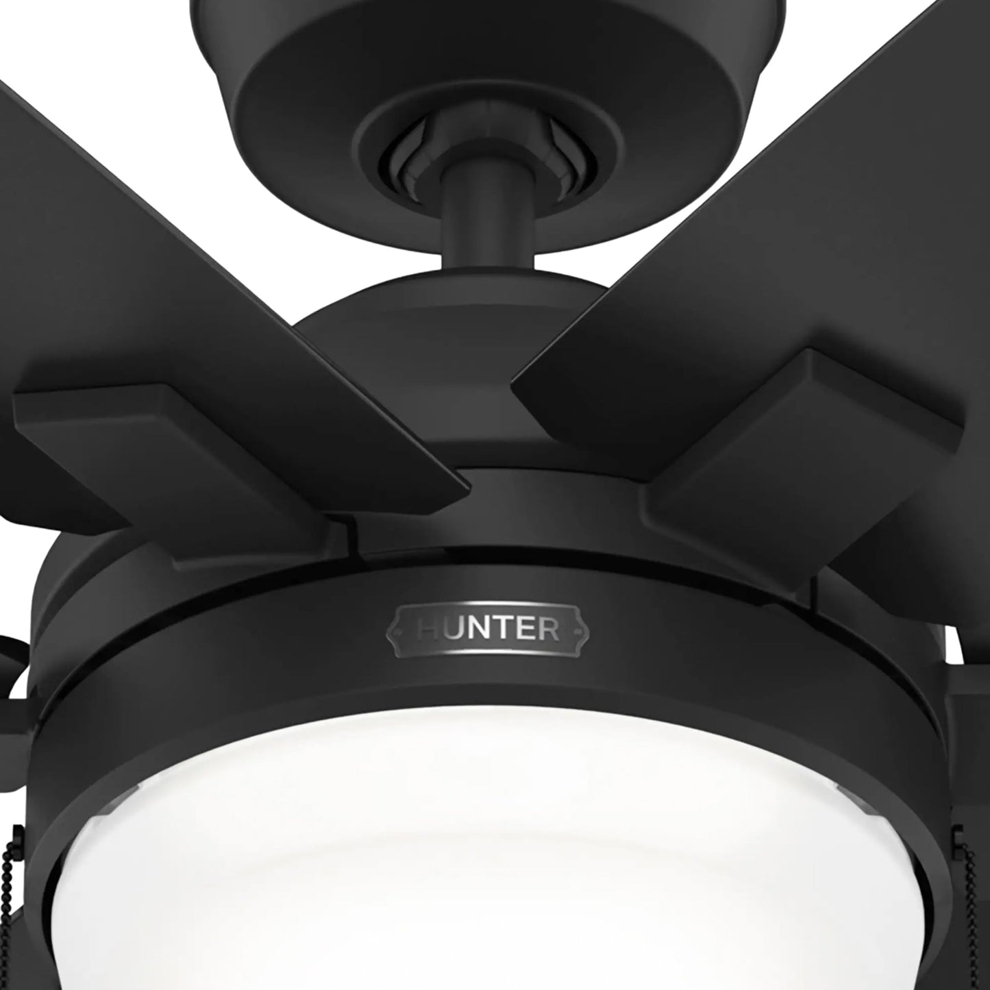 Hunter 52 inch Matte Black Indoor Ceiling Fan with Lights and Pull Chains for Bedroom, Living Room, Dining Room, Kitchen, Office (Renewed)