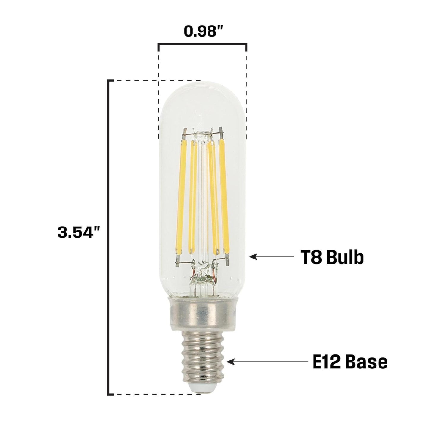 Westinghouse Lighting 5335020 5 Watt (60 Watt Equivalent) T8 Dimmable Clear Filament LED Light Bulb, Candelabra Base, 6 Pack